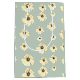 Weiche Creme-Blumenmuster-Sagegrüne Geschenktasche Mittlere Geschenktüte