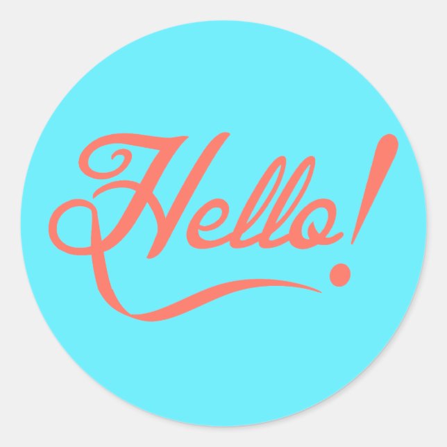 Weiche Cyan und Bittersweet Hallo Runder Aufkleber (Vorderseite)