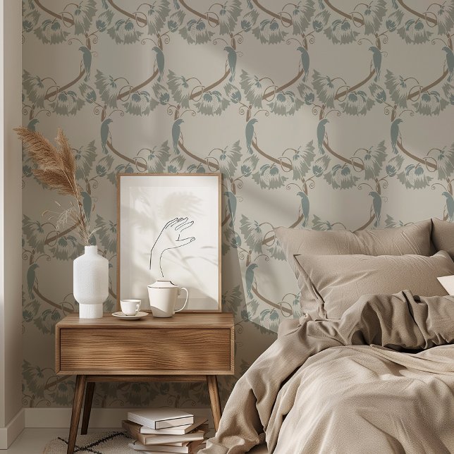 Weiche Elegance - Vögel & Reben Tapete (Von Creator hochgeladen)