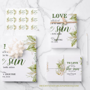 Weiche Elegant Delicate Beige Grüne Pampas Grass Geschenkpapier Set