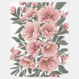 Weiche Eleganz: Weich rosa Blumenstrauß Fleecedecke