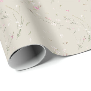 Weiche Elfenbein Gaura Aquarell-Blumen Geschenkpapier