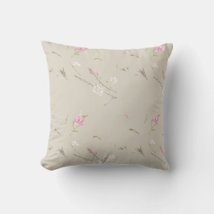Weiche Elfenbein-Gaura-Aquarell-Blumen Kissen