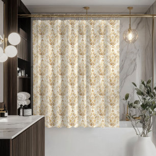 Weiche Elfenbein-Vorhang-Victorian-Damask-Badezimm Duschvorhang