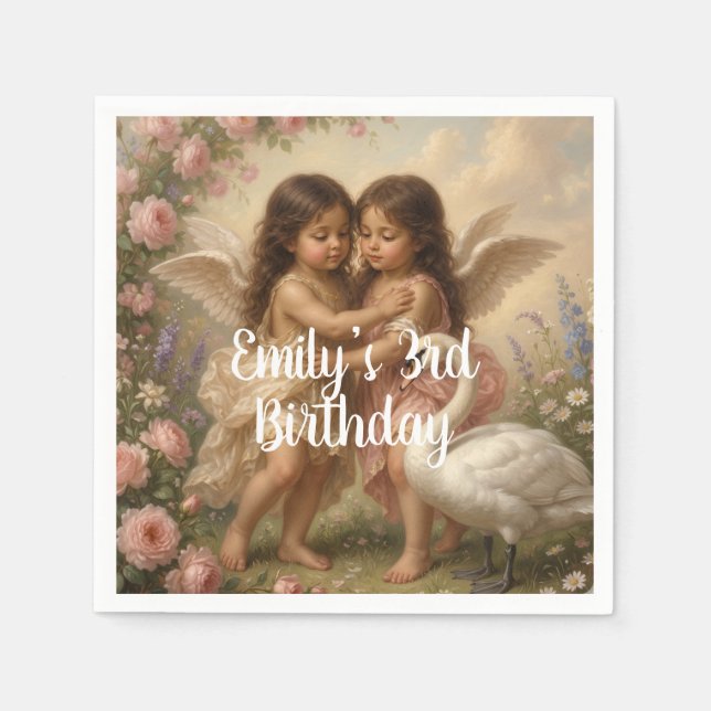 weiche Engel Cherub Mädchen Geburtstag || Papiertü Serviette (Vorderseite)