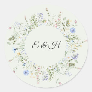 Weiche englische Gartenhochzeit-Monogramm-Aufklebe Runder Aufkleber