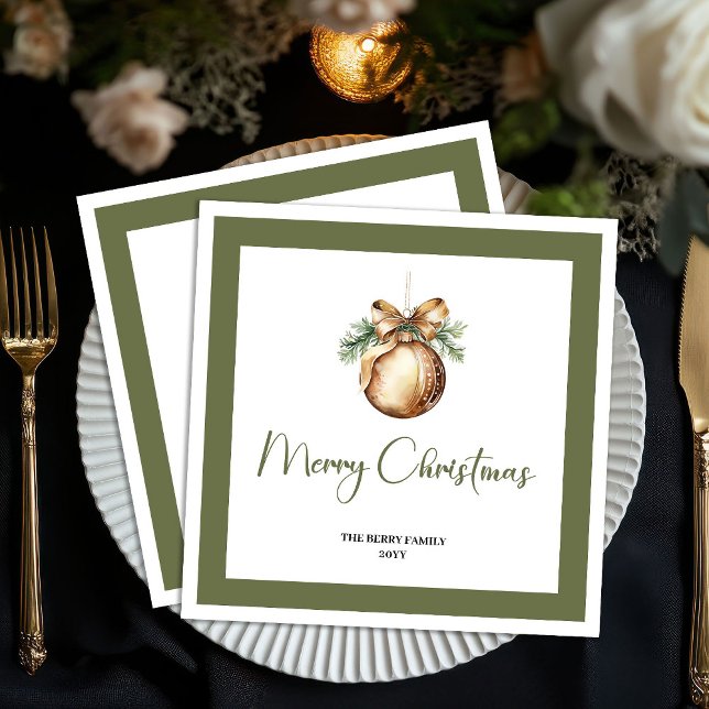 Weiche erdige Weihnachtsbaumkugel personalisierte  Serviette (Soft Earthy Christmas Tree Personalized Napkins)