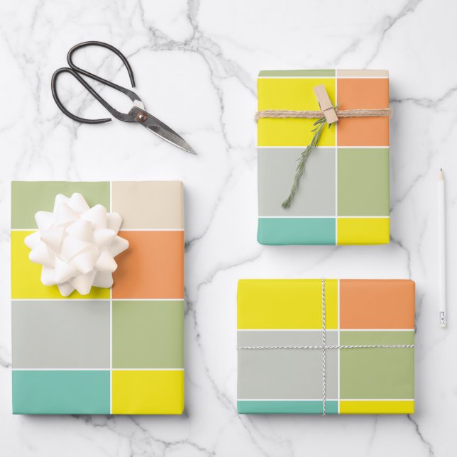 Weiche Farb-Schachbrettmuster Geschenkpapier Set (Vorderseite)