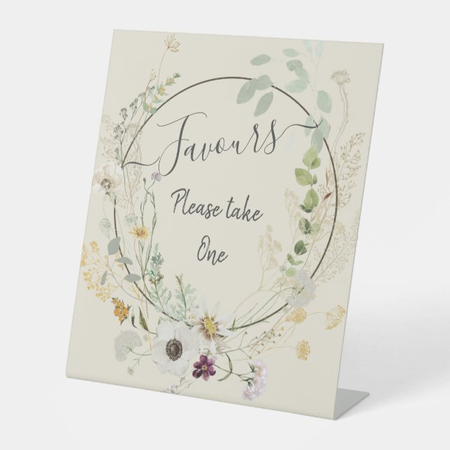 Weiche Farbe Wilde Blumen Sockel Schild (Vorderseite)