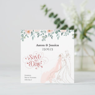 Weiche Farben Blumenbräune und Gräueltafel Save The Date