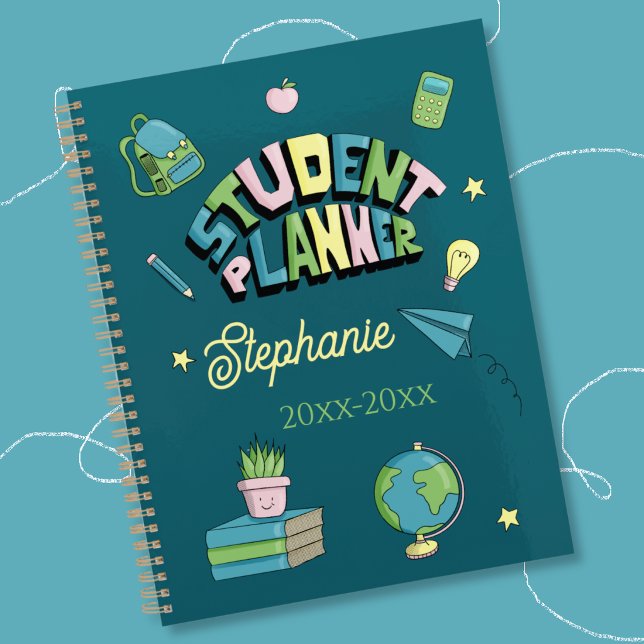 Weiche Farben Handgezeichneter Schülerplaner Planer (Soft colors hand drawn personalized student planner . )