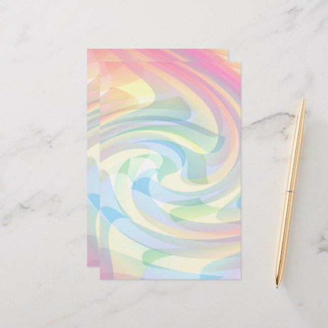 Weiche Farben Pastellfarben Swirl Gelb Rosa Blau A Briefpapier (Vorderseite/Rückseite Beispiel)