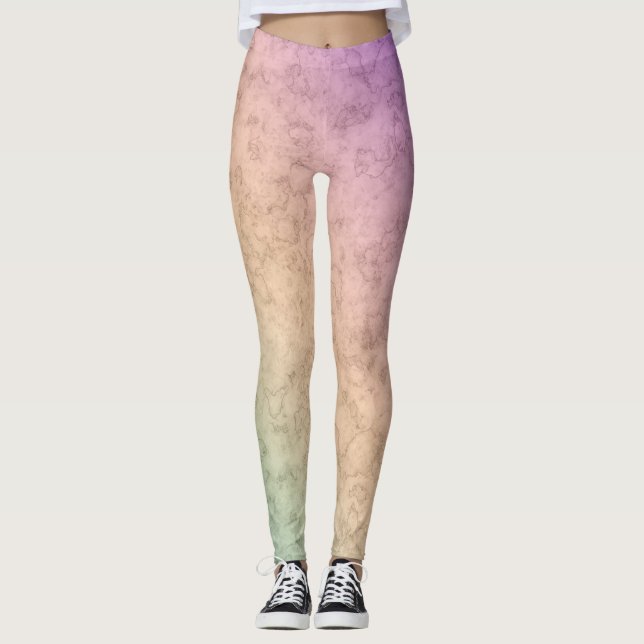 Weiche Farben pastellrosa Korallenbeige grün Leggings (Vorderseite)