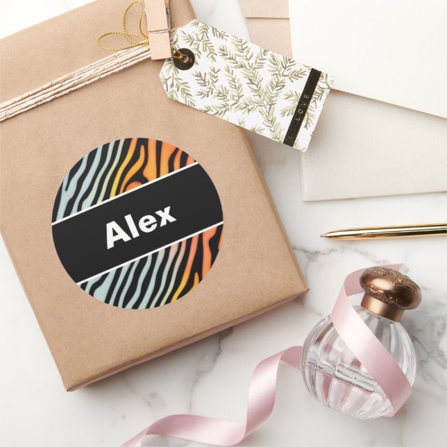 Weiche farbige Pastete Zebra Streifen Runder Aufkleber (Schenken)