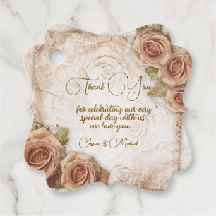 Weiche farbige Rose Hochzeit Geschenkanhänger