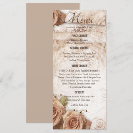 Weiche farbige Rose Hochzeit Menükarte