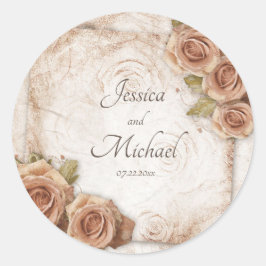 Weiche farbige Rose Hochzeit Runder Aufkleber