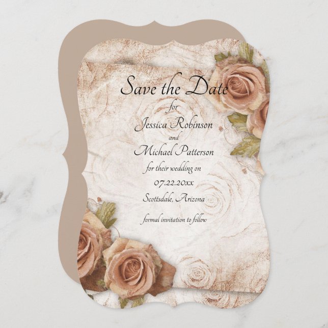 Weiche farbige Rose Hochzeit Save The Date (Vorne/Hinten)