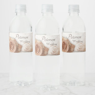 Weiche farbige Rose Hochzeit Wasserflaschenetikett
