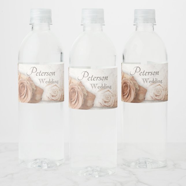 Weiche farbige Rose Hochzeit Wasserflaschenetikett (Flaschen)