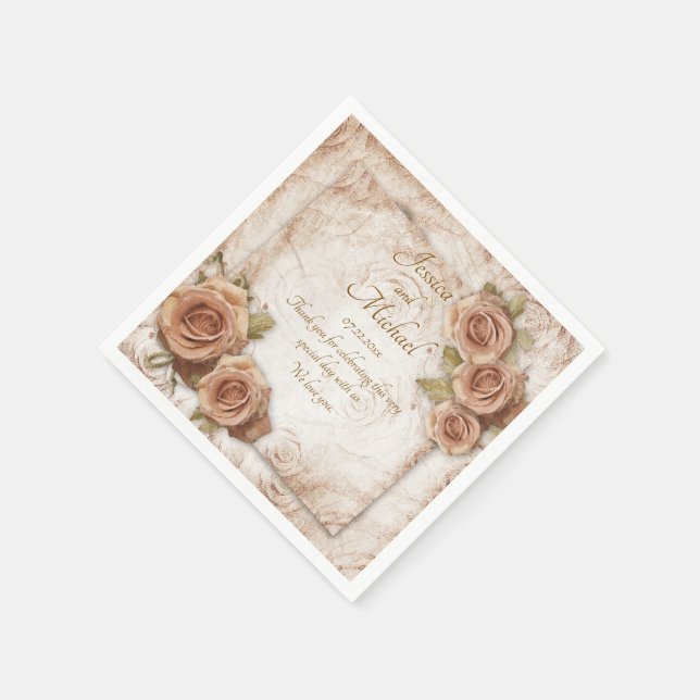 Weiche farbige Rose Hochzeitspapier Serviette (Ecke)