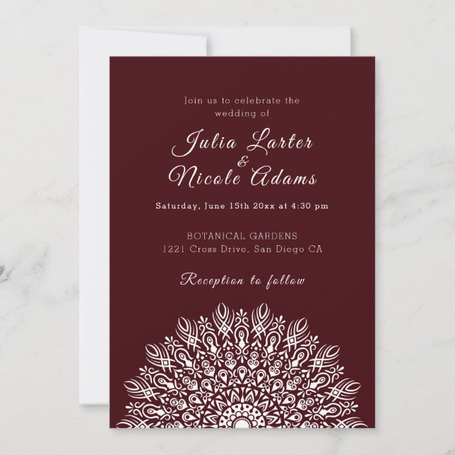 Weiche Feder Trocken Pampas Gras Mandala Hochzeit Einladung (Vorderseite)