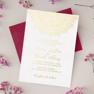 Weiche Feder Trocken Pampas Gras Mandala Hochzeit Folieneinladung