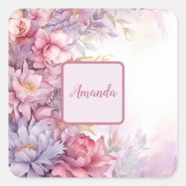 Weiche feminine Blumenmuster winzige Blume Quadratischer Aufkleber