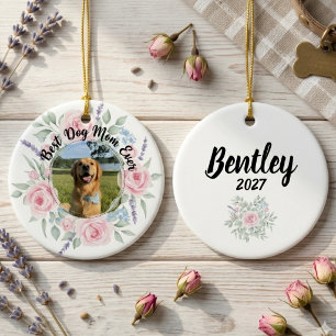 Weiche florale Hundemutter-Fotohommage Keramik Ornament