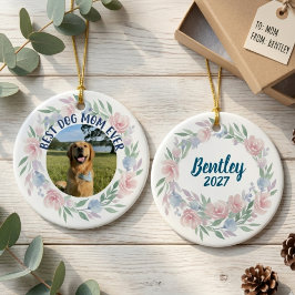 Weiche florale Hundemutter-Fotohommage Keramik Ornament