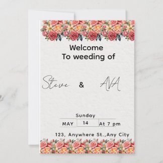 Weiche Florale Pink Hochzeitseinladung | Romantisc Einladung