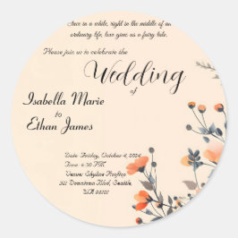 Weiche florale romantische Hochzeitsinspektion Runder Aufkleber
