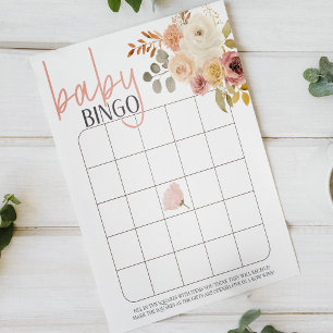 Weiche Florale Rosa Baby Bingo Baby Shower Spiel Poster