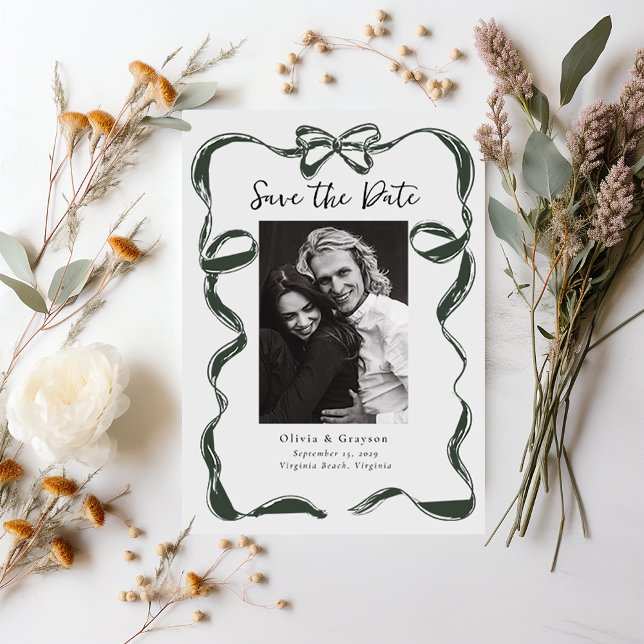 Weiche Foto Bow Save the Date (Whimsical Bow Photo Save the Date )