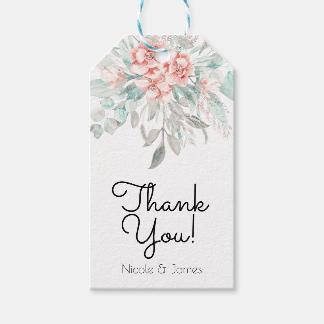 Weiche Frühlingsblütengrün Elegante Hochzeit Geschenkanhänger (Vorderseite)