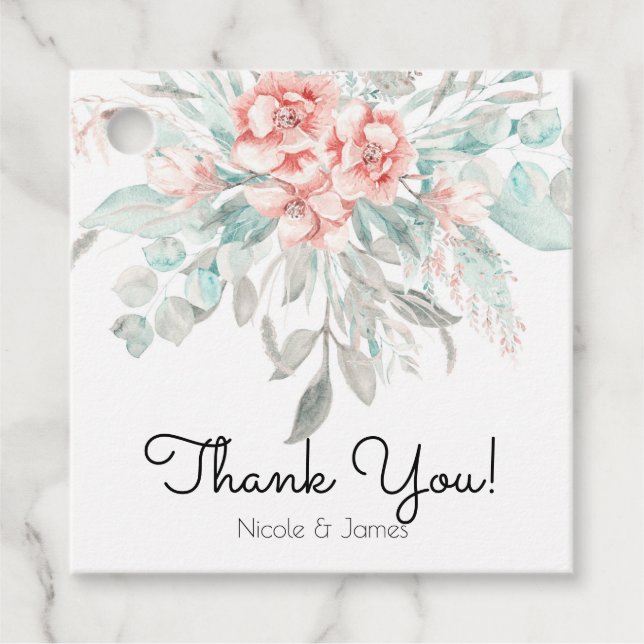 Weiche Frühlingsblütengrün Elegante Hochzeit Geschenkanhänger (Vorderseite)