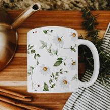 Weiche Gänseblümchen Weiße Aquarell-Blumen-Tasse