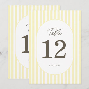 Weiche gelb gestreifte elegante Hochzeitstisch-Num Einladung