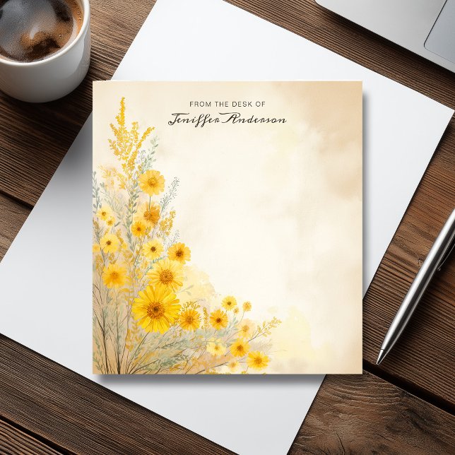 Weiche gelbe Blumen Vintag Notizblock (Soft Yellow Flowers Vintage Style Notepad)