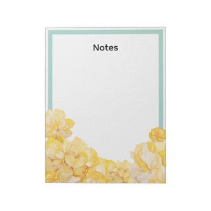 Weiche gelbe florale Salbeigrüne Randnotizen Notizblock