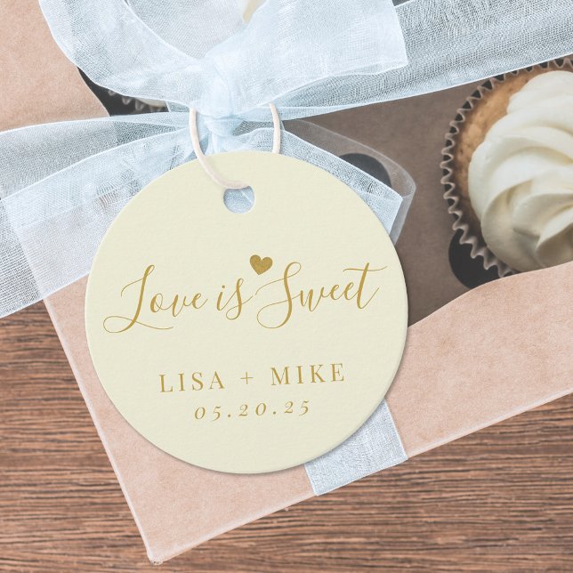 Weiche gelbe Liebe ist süße Gastgeschenk Hochzeit Geschenkanhänger (Von Creator hochgeladen)