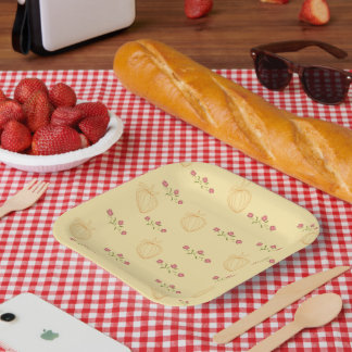 Weiche gelbe spielerische Muster-Papierplatte Pappteller