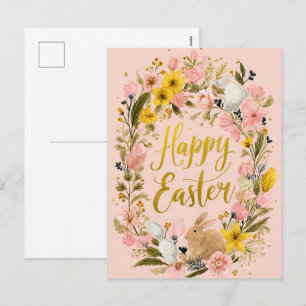weiche, gemalte Osterkarte und Frühlingsfreude. Feiertagspostkarte