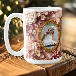 Weiche Gold Barock Blumen Erinnerungsrahmen Galeri Kaffeetasse