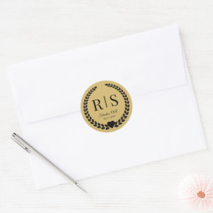 Weiche goldene Hochzeitsmonogramm-Initialen Runder Aufkleber
