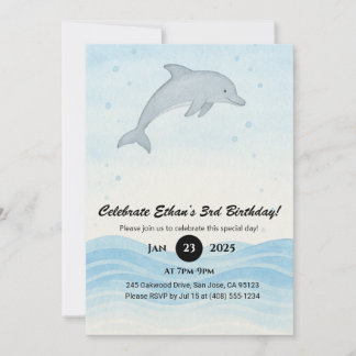 Weiche graue Dolphin Minimaler Ozean Geburtstag Einladung