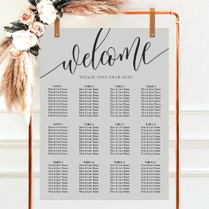 Weiche Graue Minimalistische Hochzeit Sitzordnung Poster