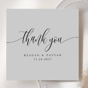 Weiche Graue Minimalistische Schrift Hochzeit Dankeskarte