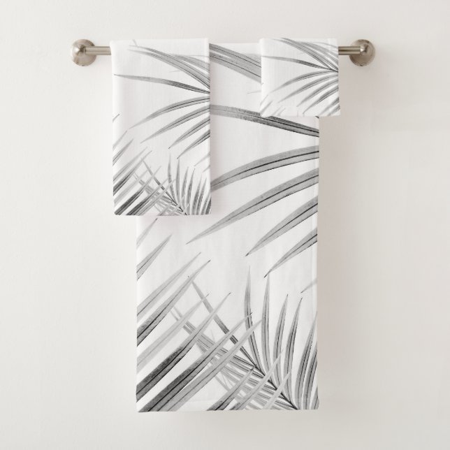 Weiche graue Palmen Blätter Dream #1 #tropical #de Badhandtuch Set (Insitu)