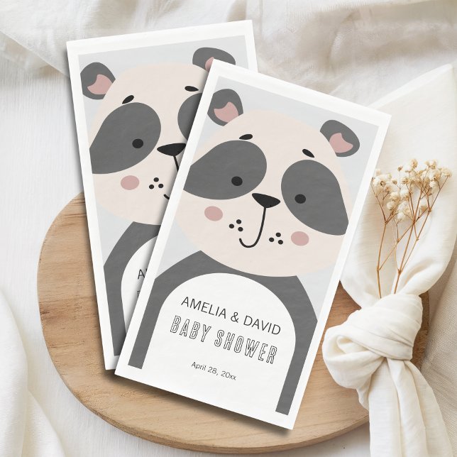 Weiche graue Panda neutrale Babyshower-Tischdeko Serviette (Von Creator hochgeladen)